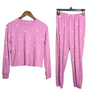 Spiritual Gangster Sweatshirt Set XS Pink Heart Cozy Terry Sweats Lounge